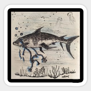 the trapped fish Sticker